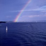 Paesaggio: arcobaleno sul porto