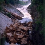 Paesaggio: apertura canalone scarico cent. idroelettrica, rapide