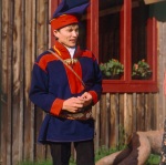 Persone: famiglia: padre, madre, bambino in costume lappone