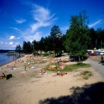 Paesaggio, spiaggia, persone, lago, bosco